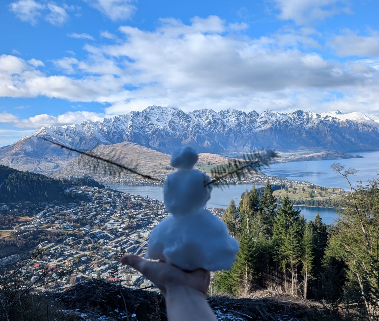 View over Queenstown and Lake Wakatipu from the Tiki Trail